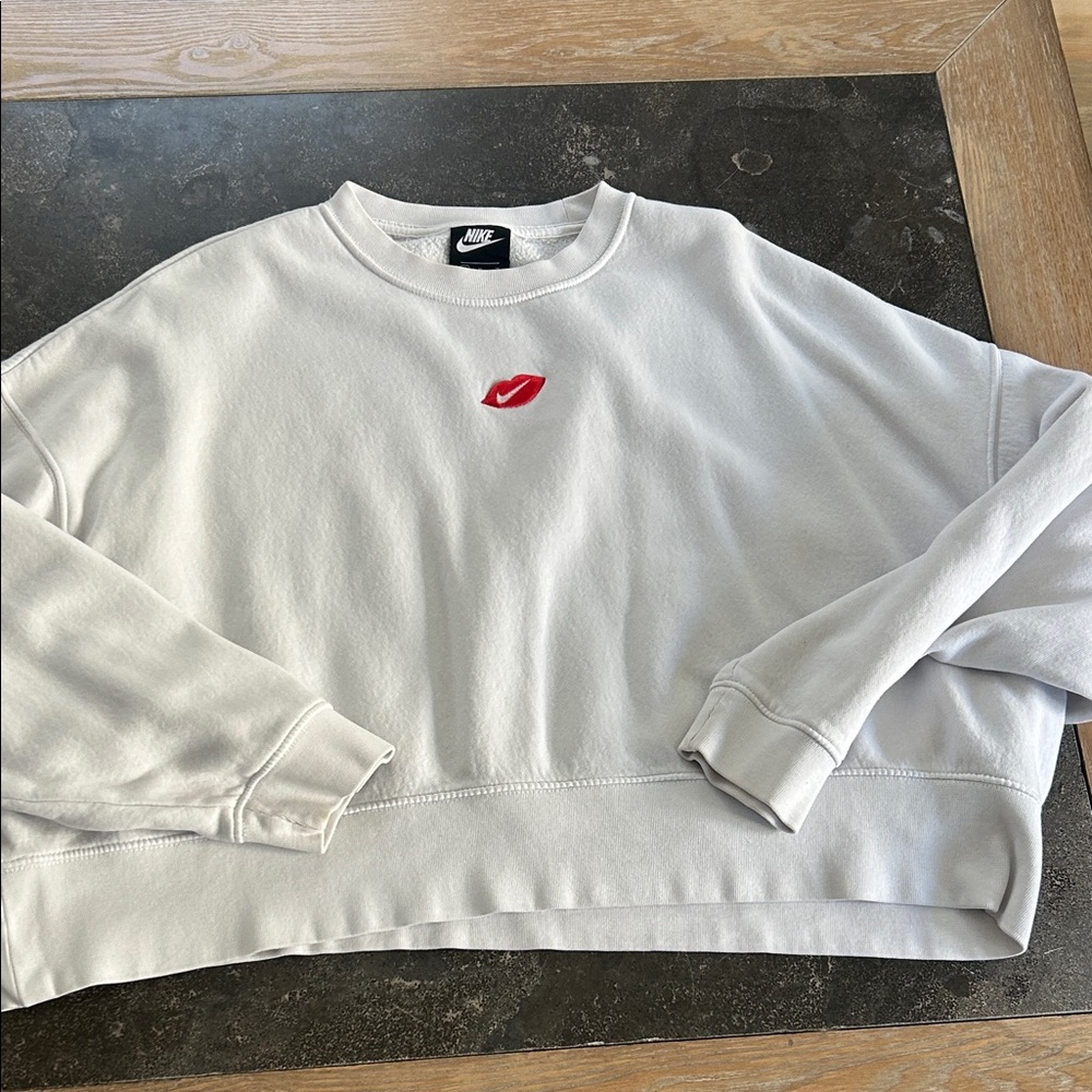 Nike White Sweatshirt with Lips Logo